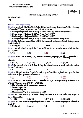 Đề thi học kỳ 1, môn Toán 11 - Mã đề thi 486